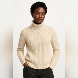 Women's Cream Turtleneck Sweater, (Unbranded)